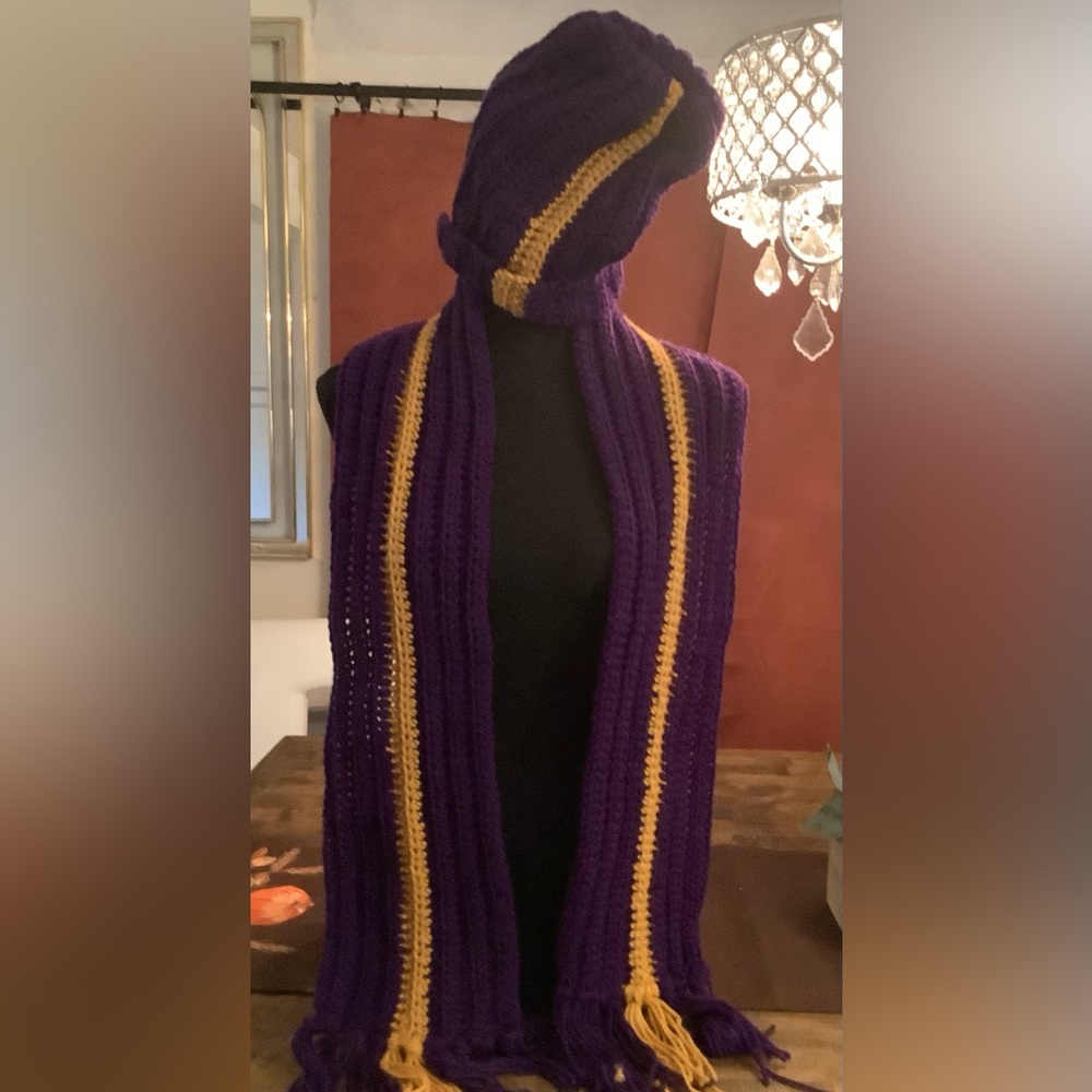 Hand crocheted hat and scarf set
